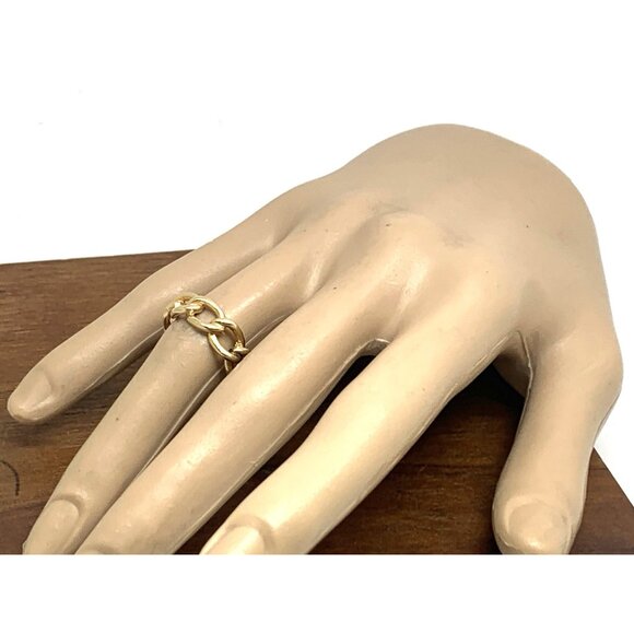 Wedding Band 14k Yellow Gold Ring 6.5mm Wide Curb Chain Estate Jewelry Size 6.5 - Picture 15 of 15